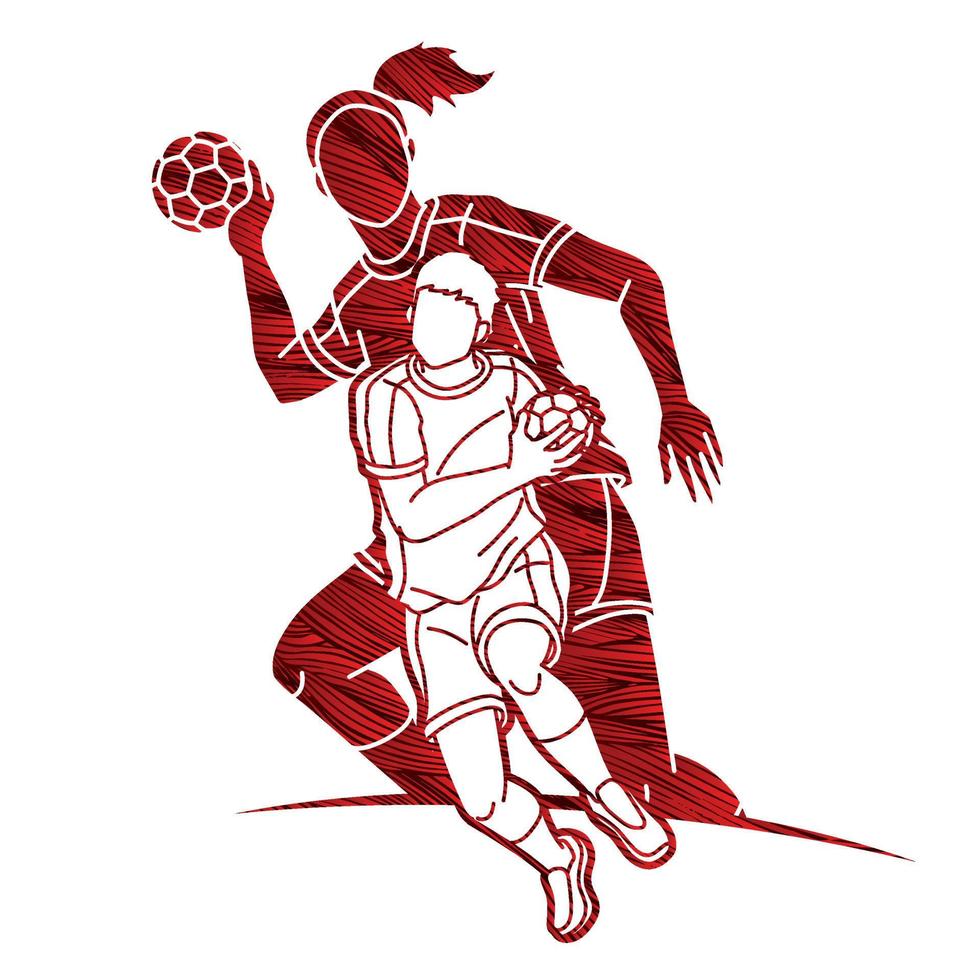 handball sport équipe Masculin et femelle joueurs vecteur