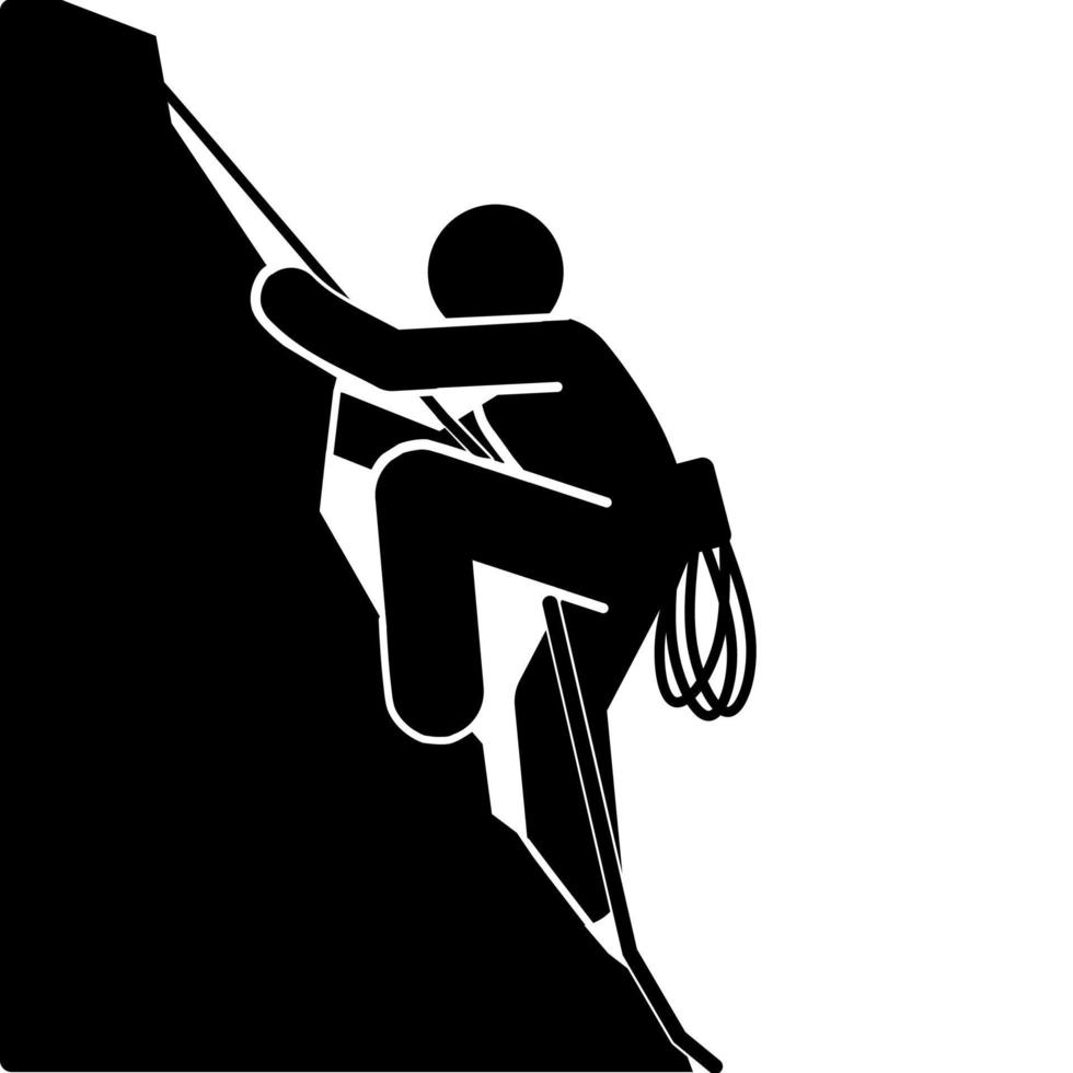 silhouette de une grimpeur sur une falaise. vecteur illustration