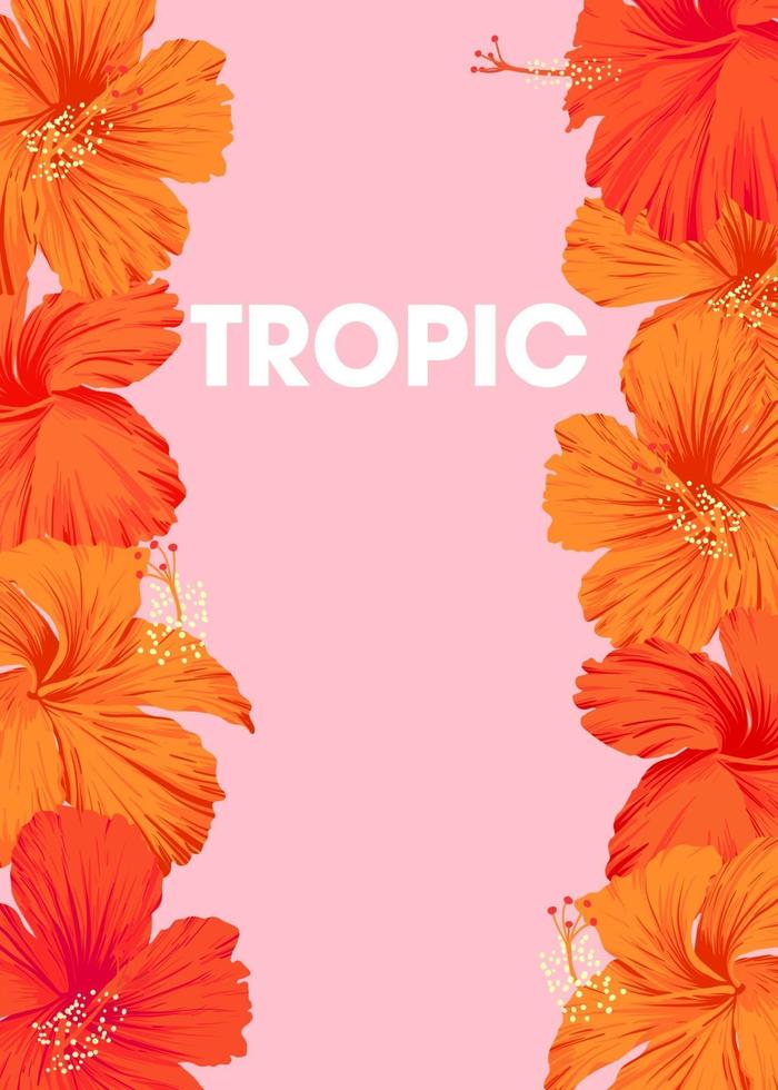 fond tropical hibiscus orange vif avec un espace pour le texte vecteur