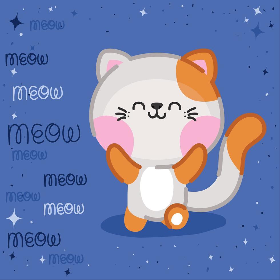 kawaii chat carte vecteur