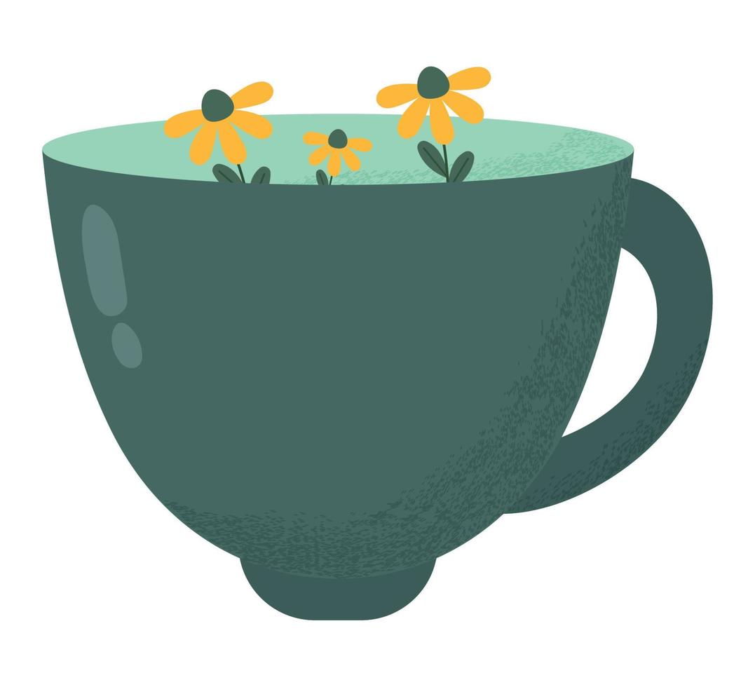 tasse avec des fleurs vecteur