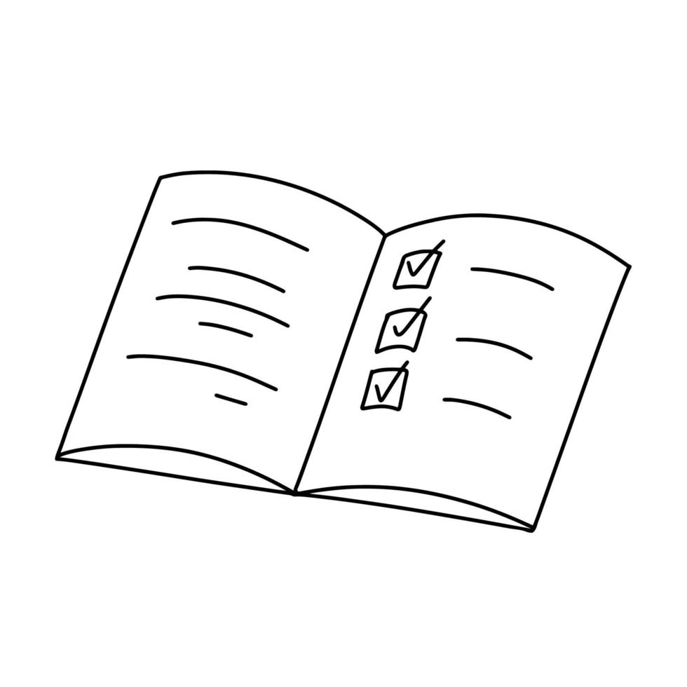 plan ou à faire liste dans bloc-notes. liste de contrôle, tâche liste. griffonnage vecteur illustration isolé sur blanc Contexte.