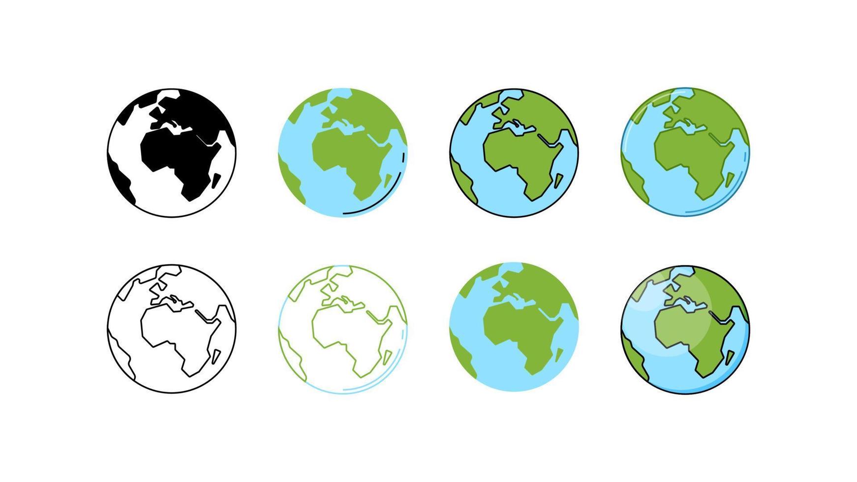 Terre globe forme avec variété de conception style vecteur ensemble