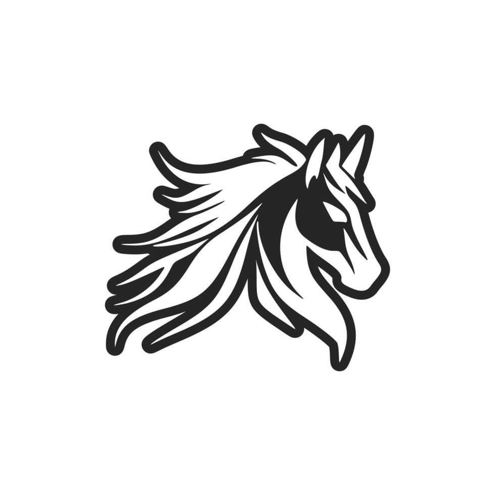 vecteur logo de une noir et blanc cheval.