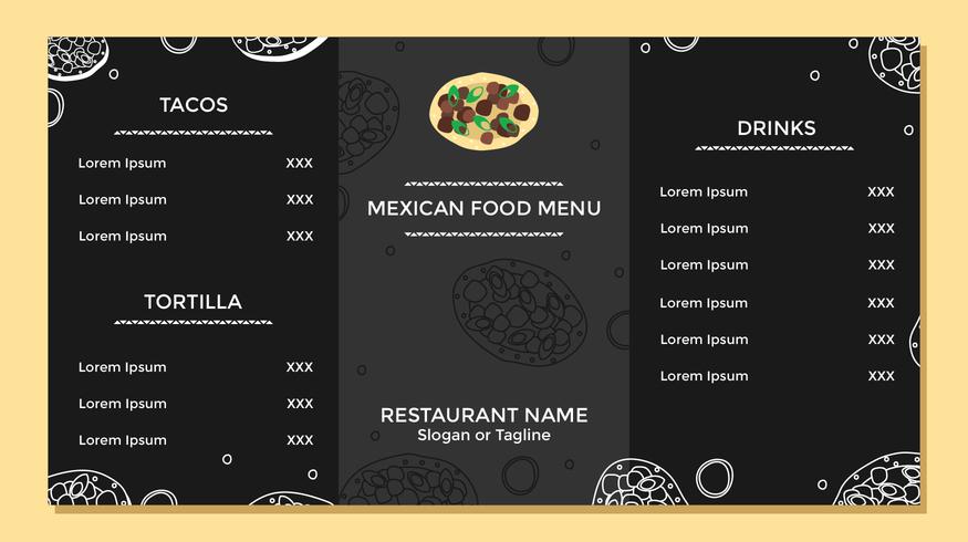 Vecteur de modèle Menu cuisine mexicaine