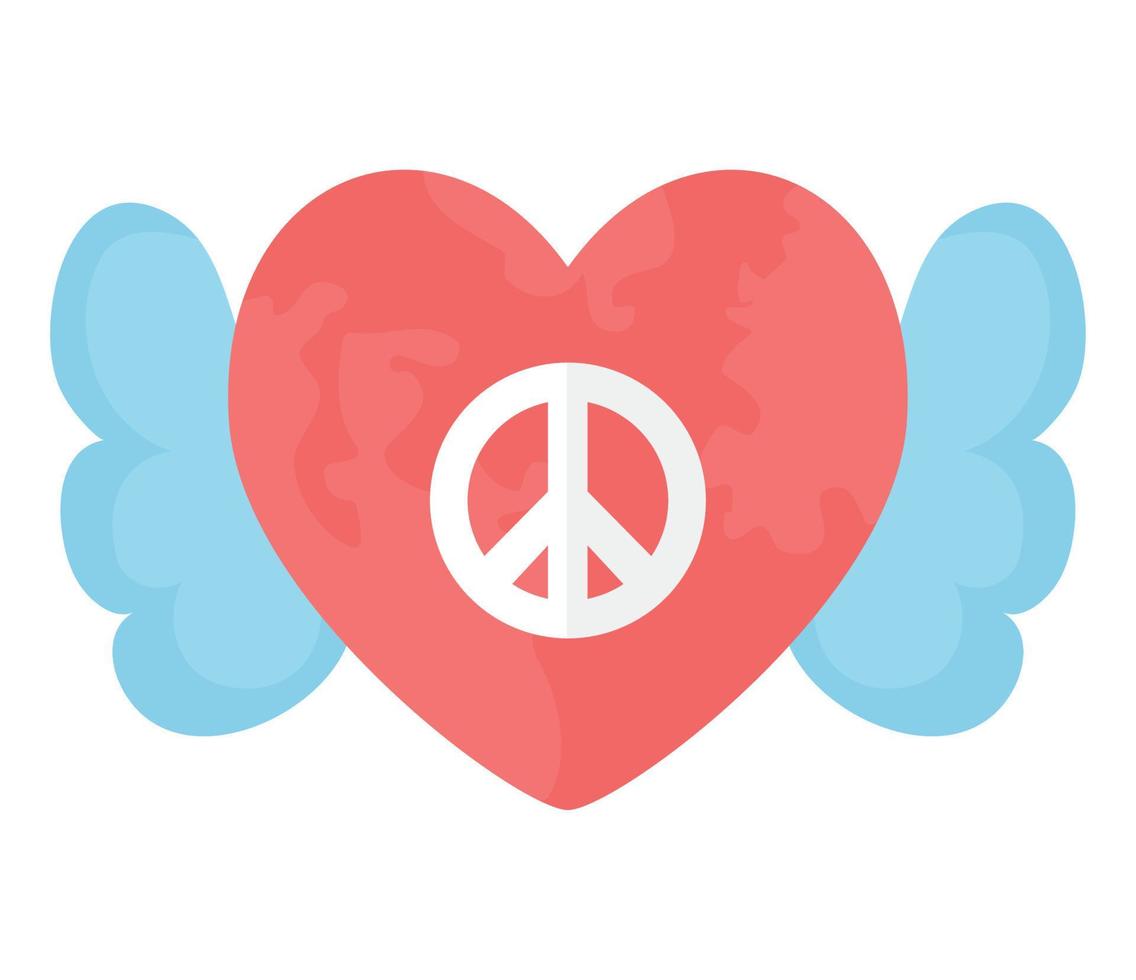 coeur avec symbole de paix vecteur