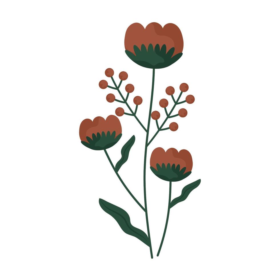 marron fleurs bouquet vecteur