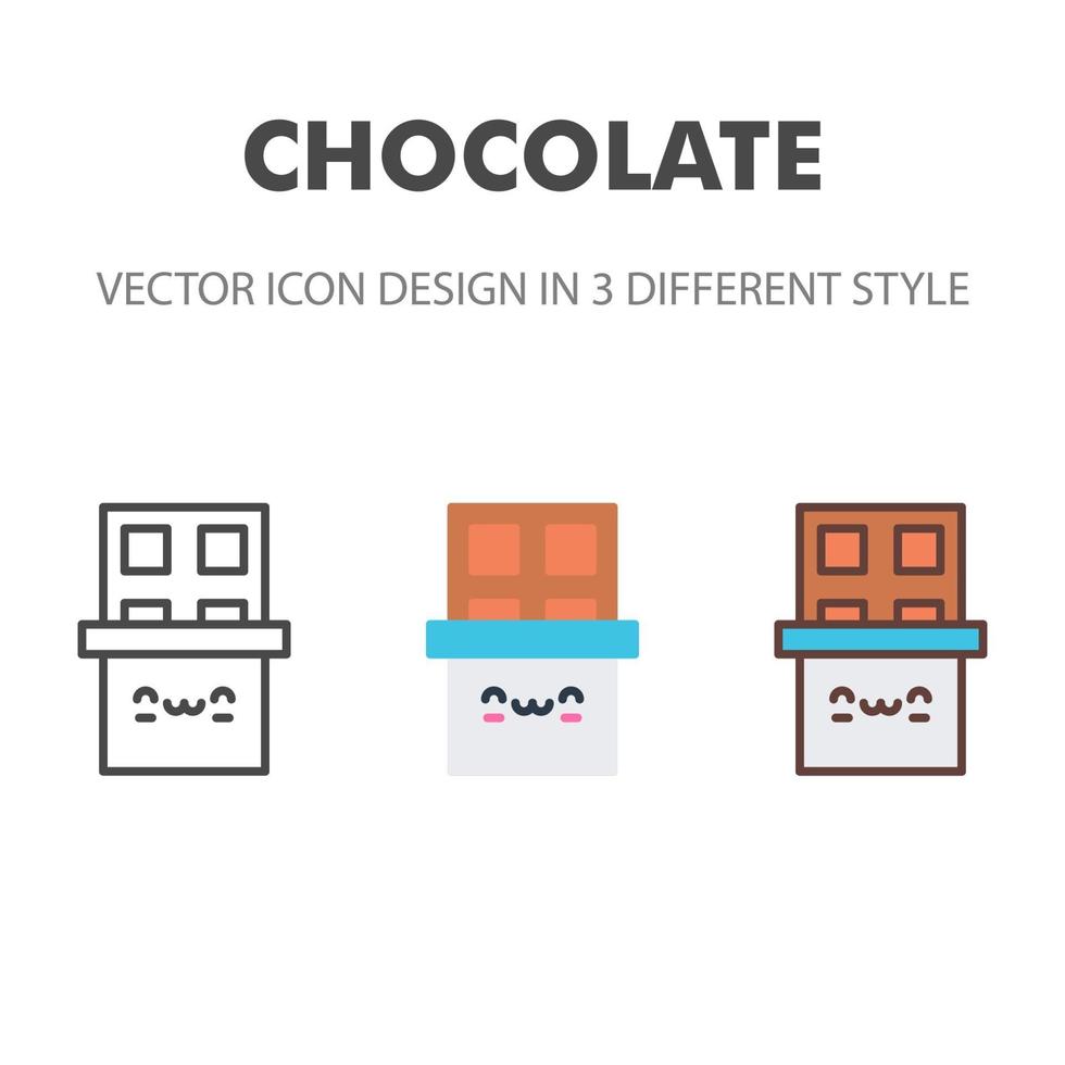 icône de chocolat. kawai et illustration de nourriture mignonne. pour la conception de votre site Web, logo, application, interface utilisateur. illustration graphique vectorielle et trait modifiable. eps 10. vecteur