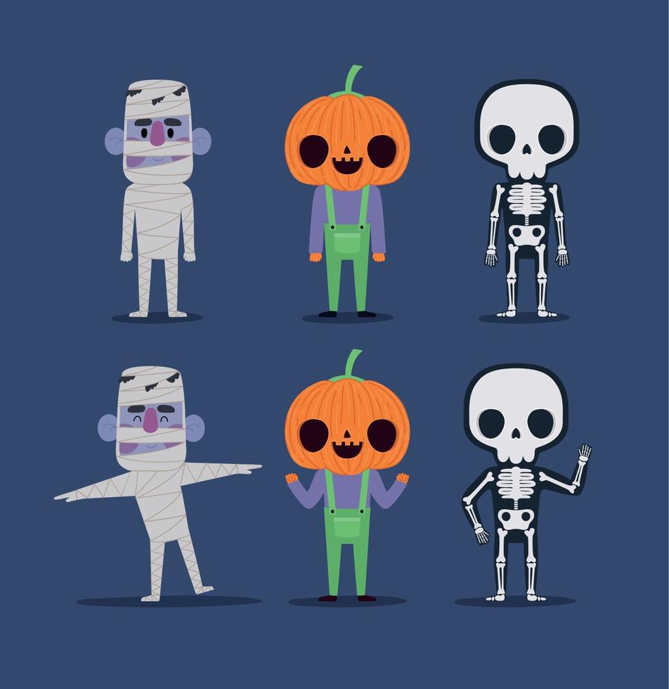 coloré Halloween personnages vecteur