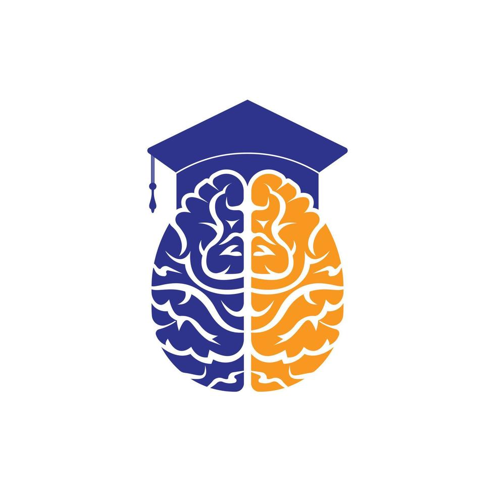 conception d'icônes de cerveau et de graduation cap. création de logos éducatifs et institutionnels. vecteur