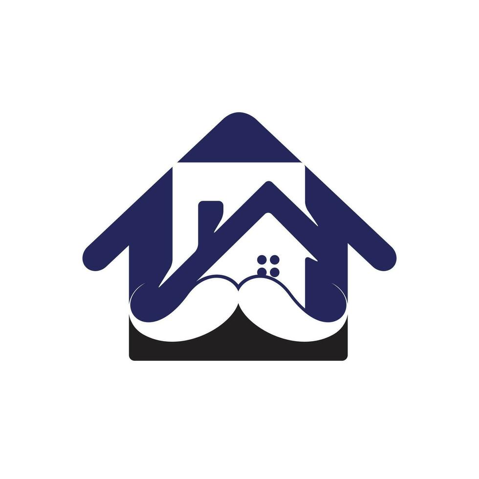 création de logo vectoriel maison moustache. concept de conception de logo de maison forte.