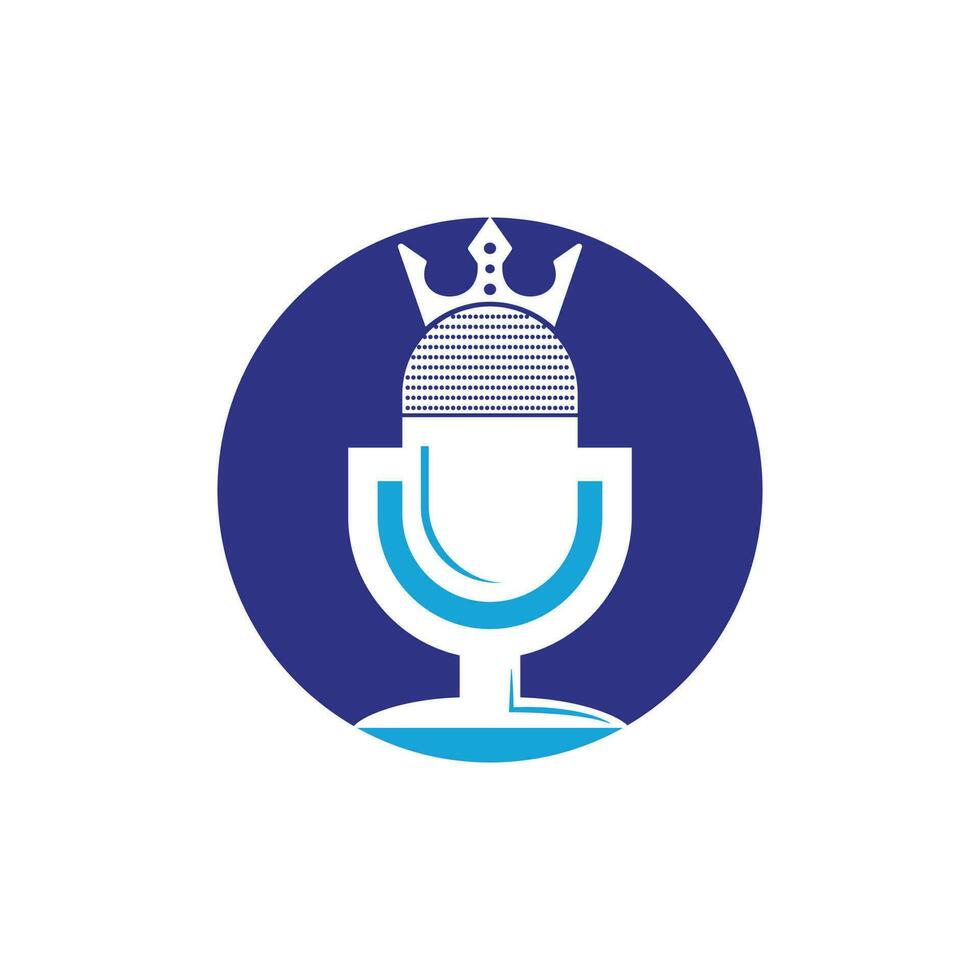 création de logo vectoriel podcast king. concept de conception de logo de musique roi.