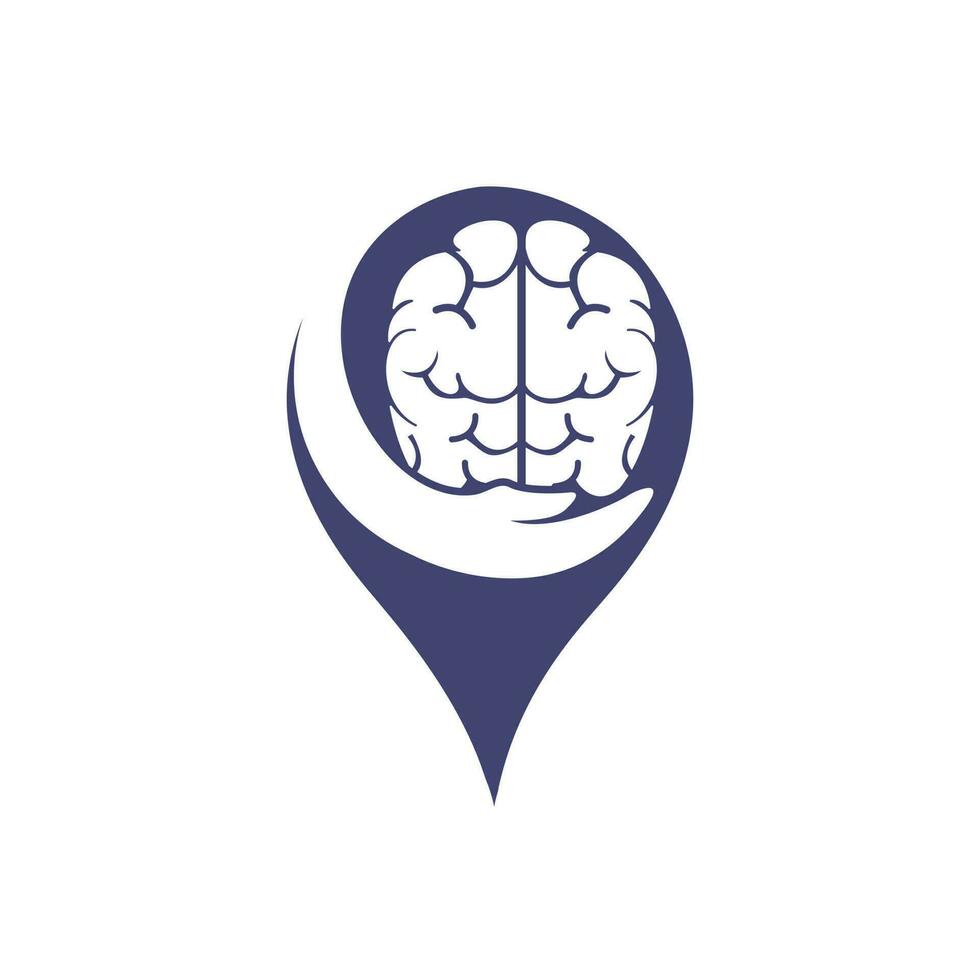 cerveau se soucier vecteur logo conception. Humain cerveau avec main icône logo conception.