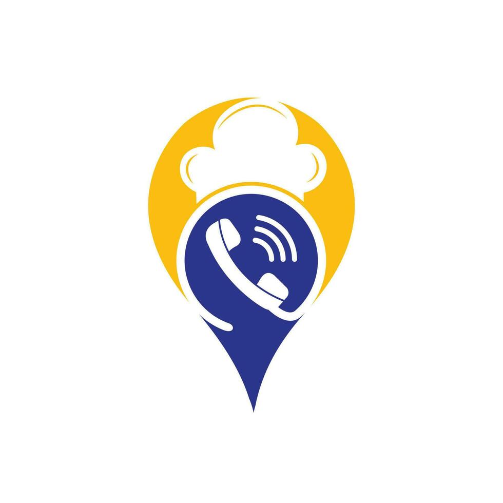 création de logo vectoriel de chef de téléphone. conception d'icônes de combiné et de chapeau de chef.