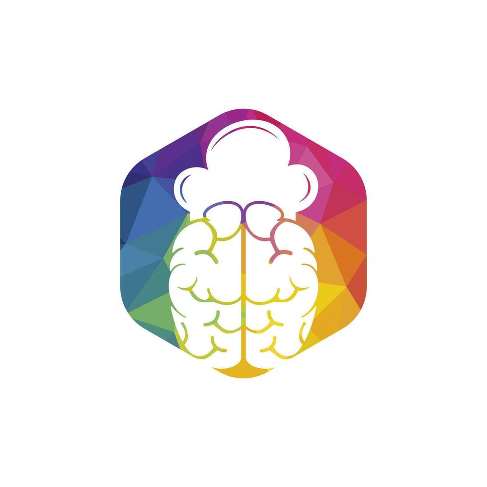 concept de conception de logo vectoriel chef intelligent. icône de cerveau et de chapeau de chef.