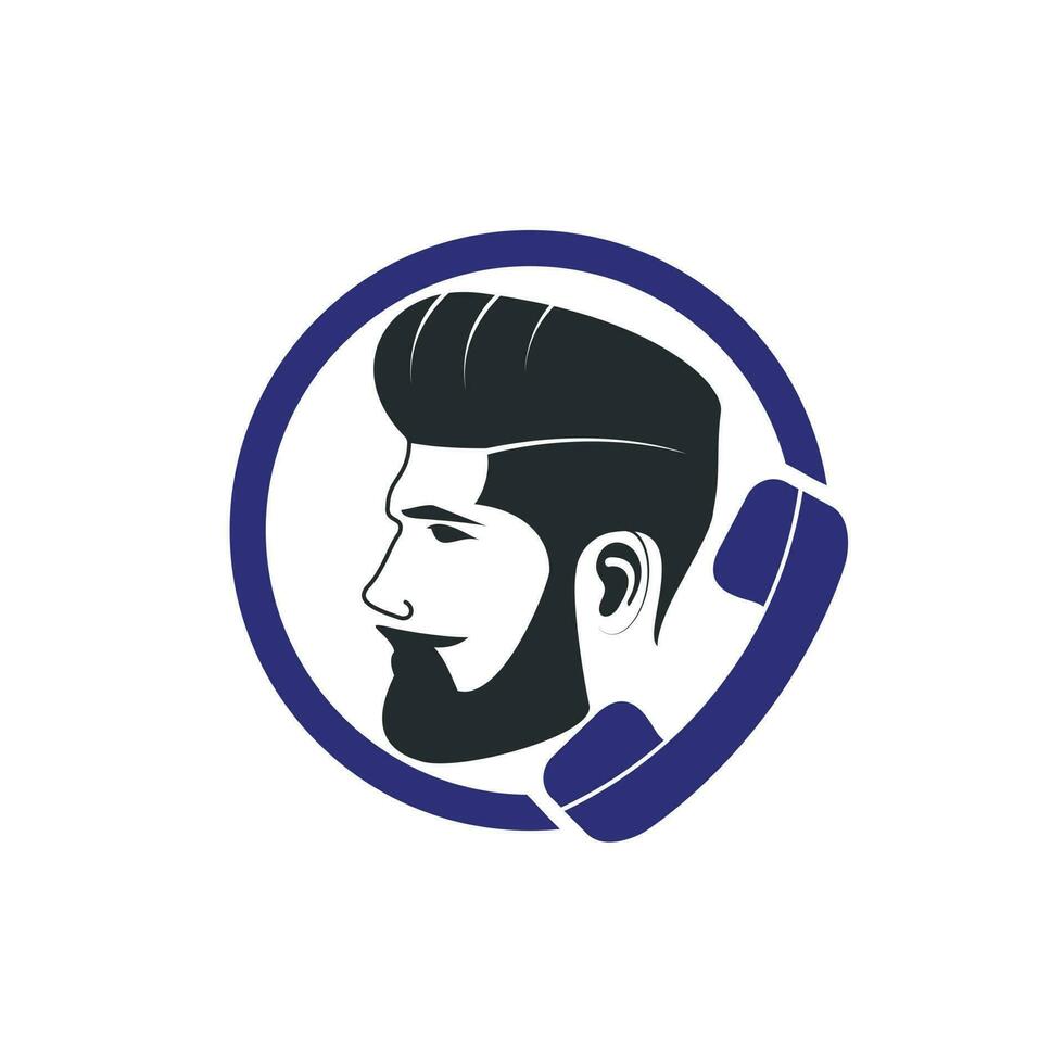 modèle de conception de logo vectoriel d'appel gentleman. logo icône moustache et combiné.