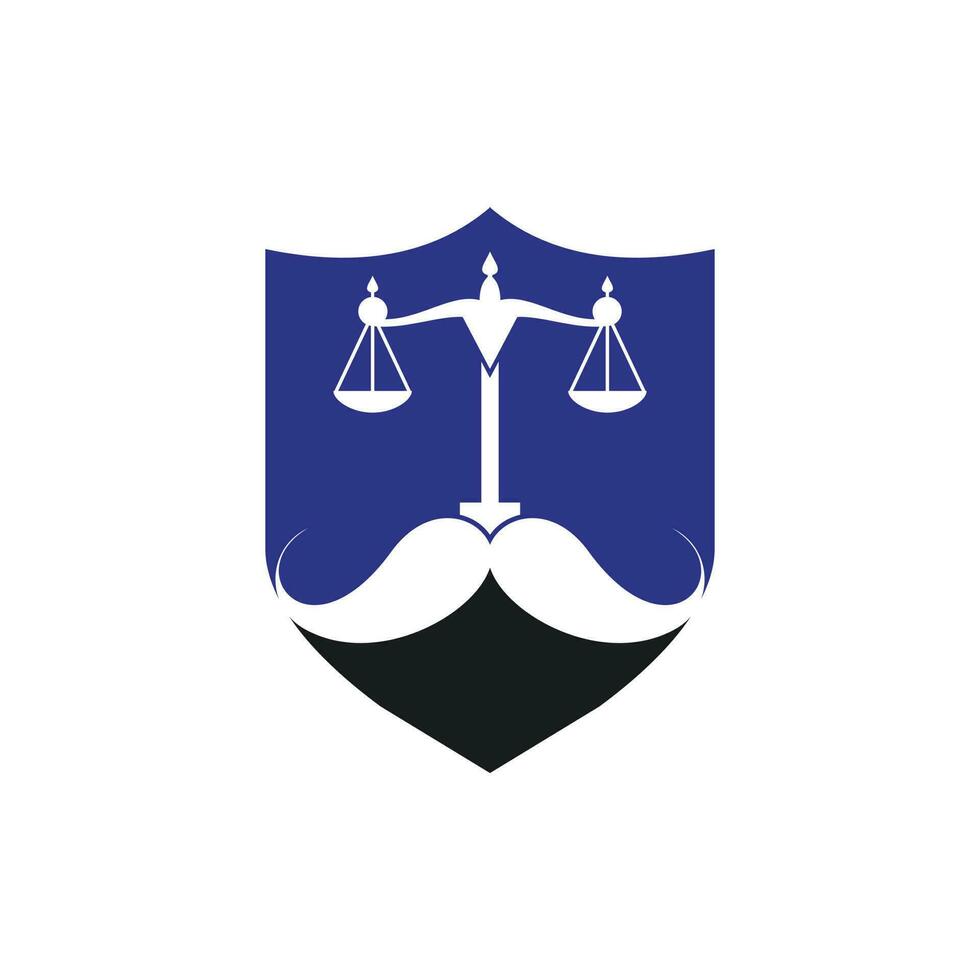 concept de conception de logo vectoriel droit fort. conception de vecteur d'icône d'échelle et de moustache.