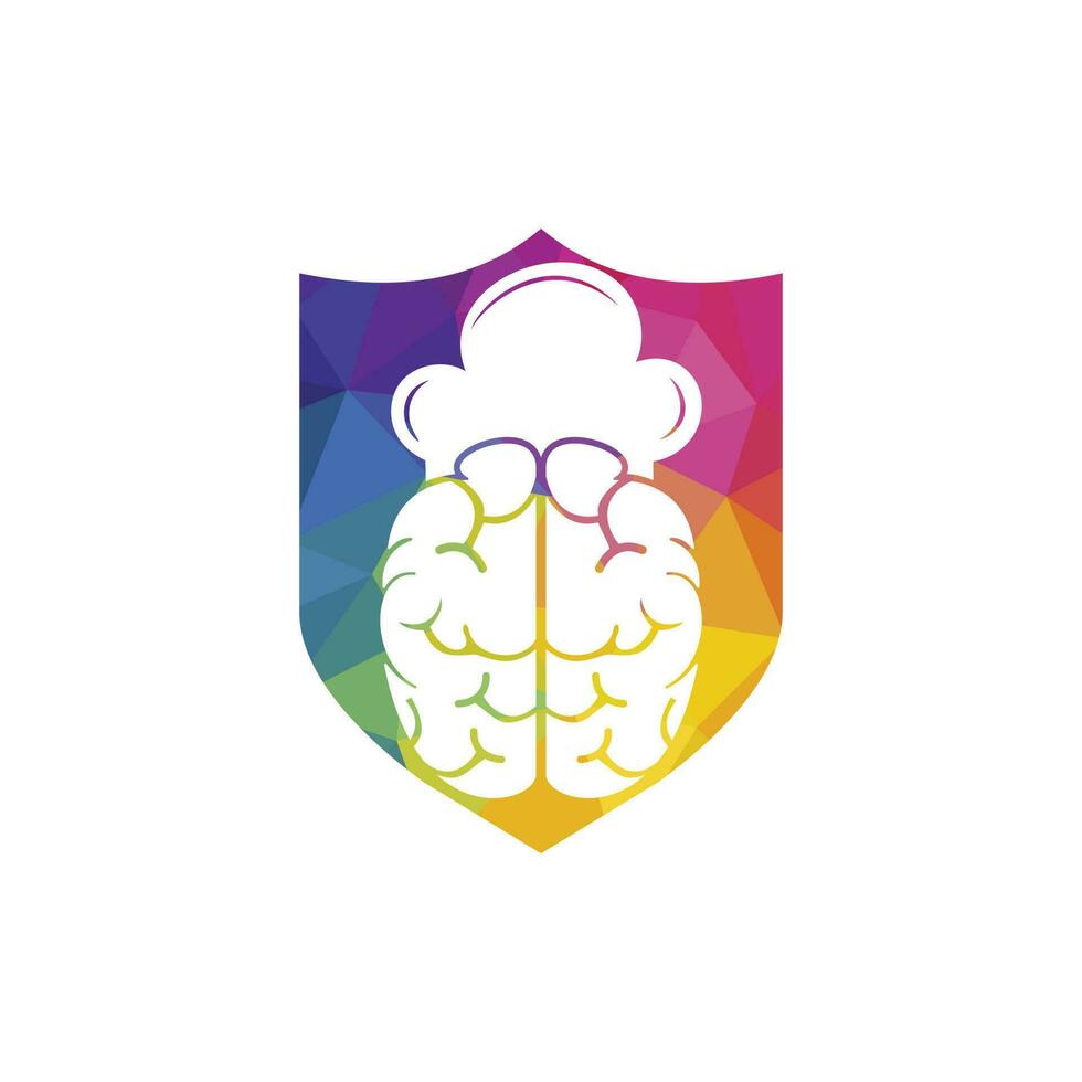 concept de conception de logo vectoriel chef intelligent. icône de cerveau et de chapeau de chef.