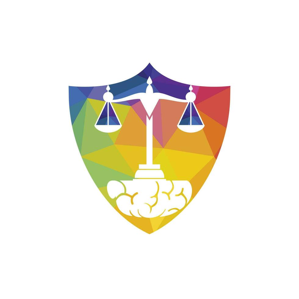 création de logo vectoriel de droit du cerveau. concept de logo de cabinet d'avocats intelligent.