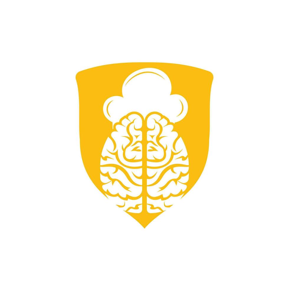 concept de conception de logo vectoriel chef intelligent. icône de cerveau et de chapeau de chef.