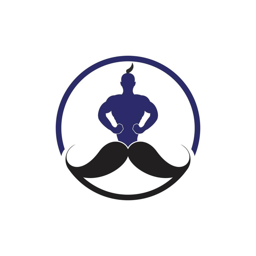 création de logo vectoriel moustache genie. modèle d'icône de génie fort.