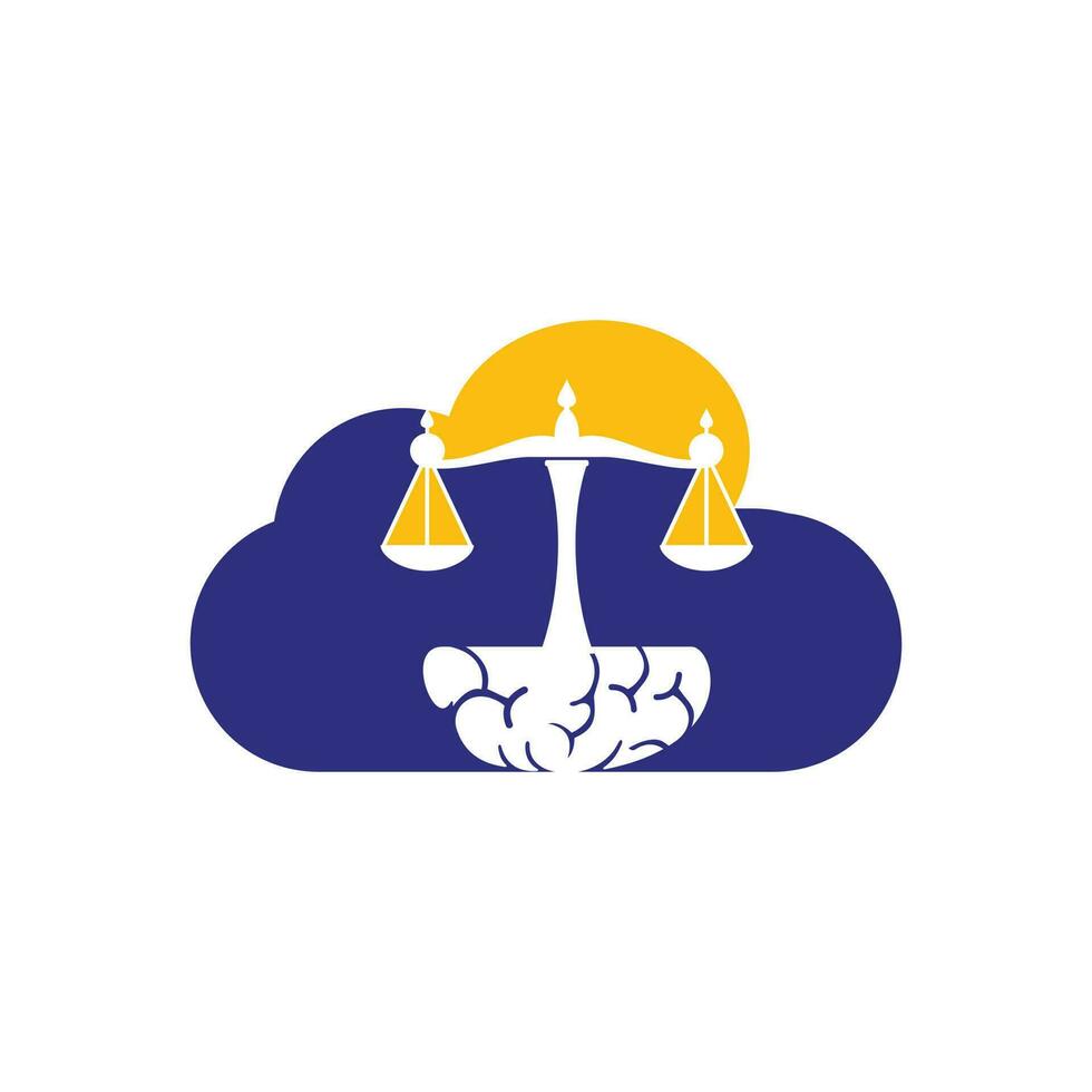 création de logo vectoriel de droit du cerveau. concept de logo de cabinet d'avocats intelligent.