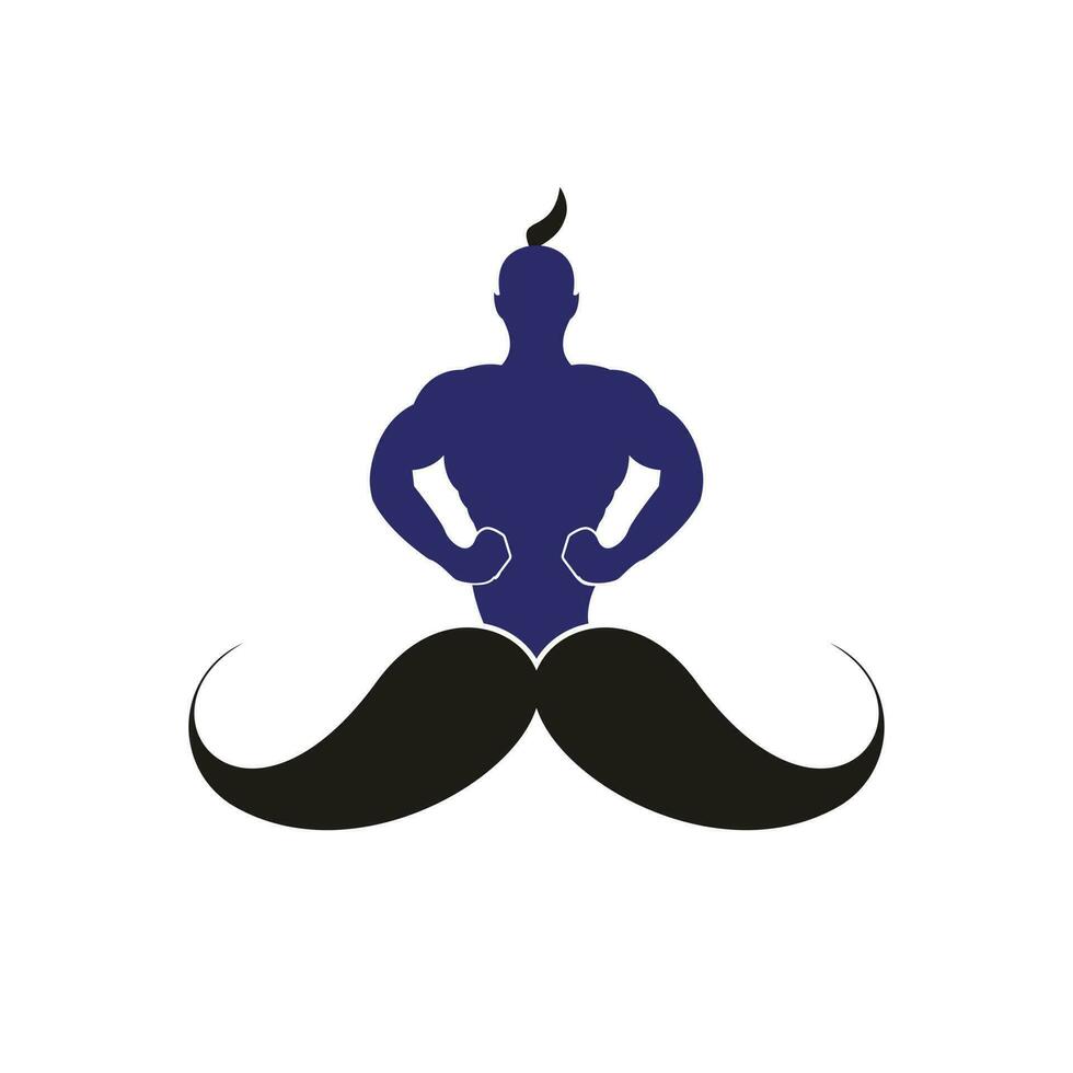 création de logo vectoriel moustache genie. modèle d'icône de génie fort.