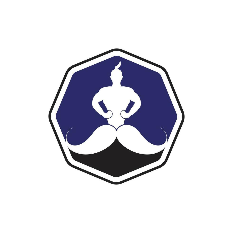 création de logo vectoriel moustache genie. modèle d'icône de génie fort.