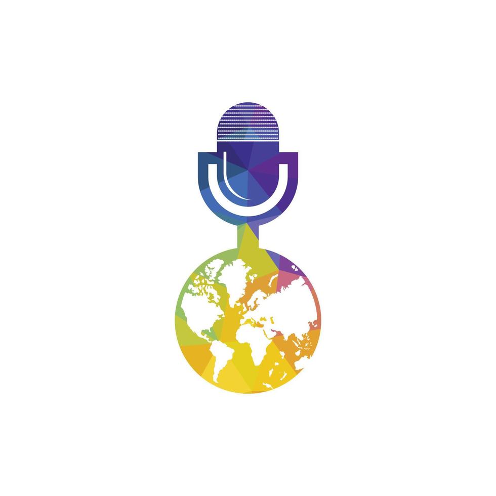 création de logo de podcast mondial. illustration vectorielle de modèle de logo d'entreprise de divertissement diffusé. vecteur