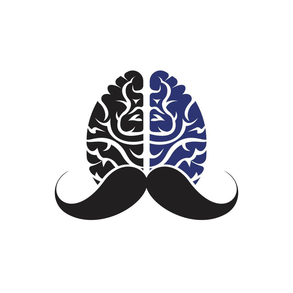 modèle de conception de logo vectoriel esprit moustache. concept de logo de cerveau intelligent.