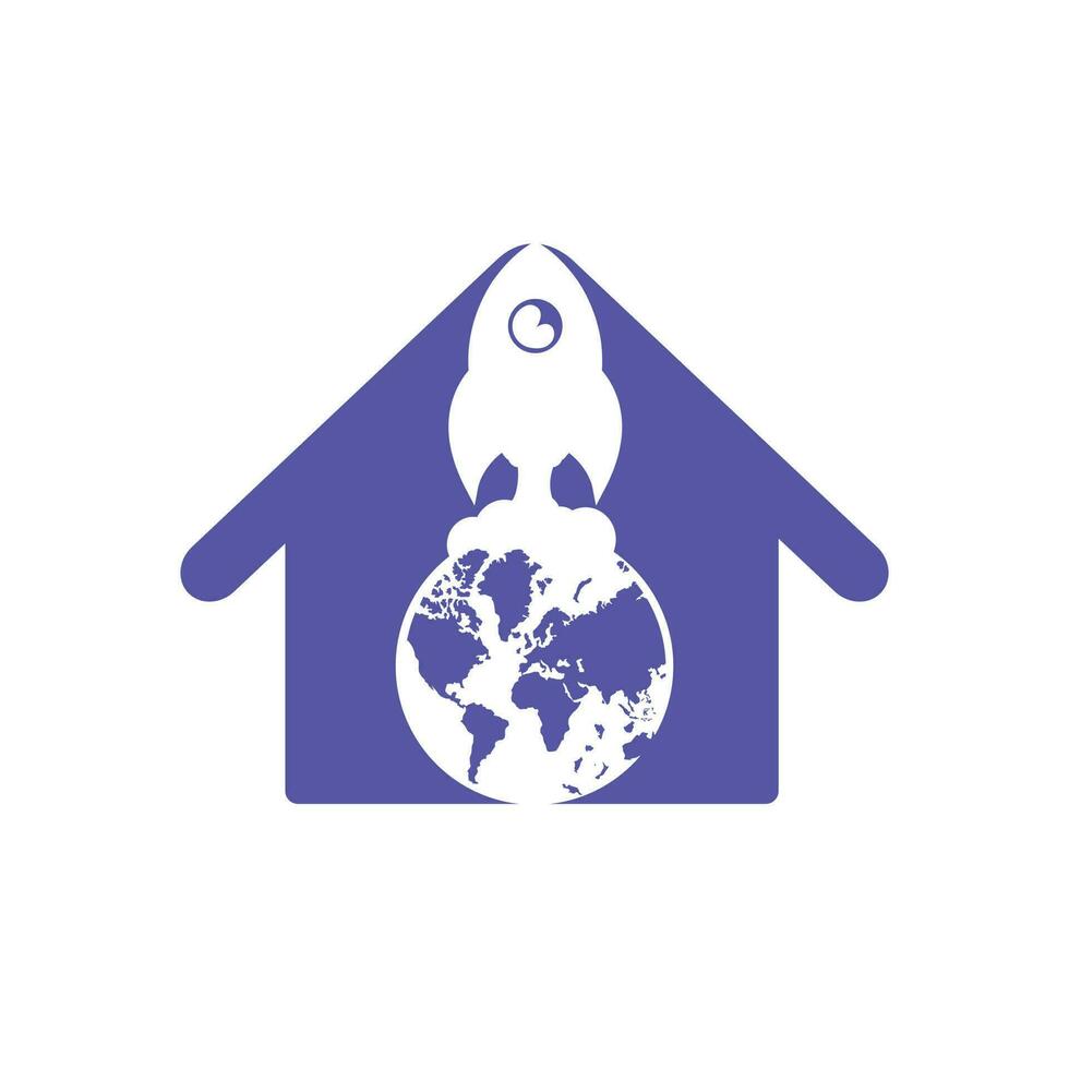 modèle de conception de logo de vecteur de fusée de globe. concept de logo de connexion rapide.