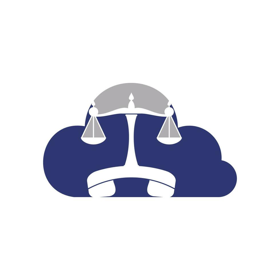 modèle de conception de logo vectoriel d'appel de loi. combiné et équilibre avec la conception d'icône de nuage.