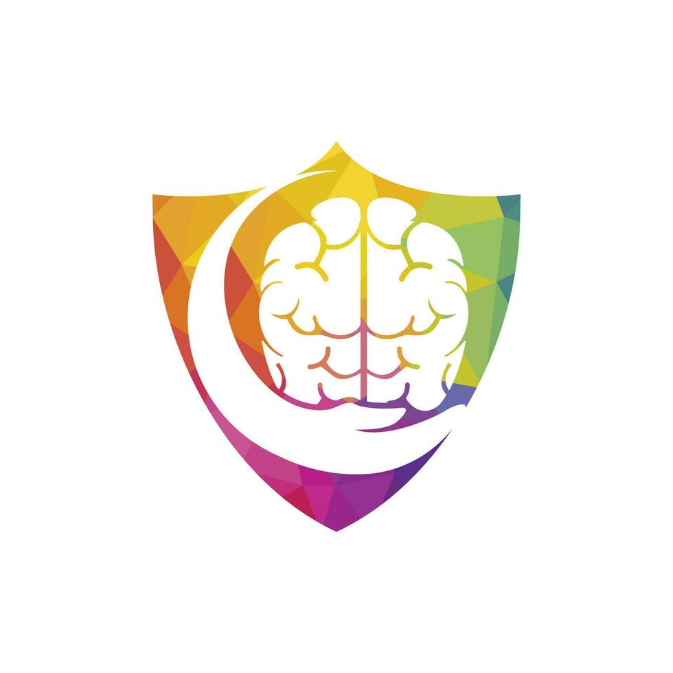 cerveau se soucier vecteur logo conception. Humain cerveau avec main icône logo conception.