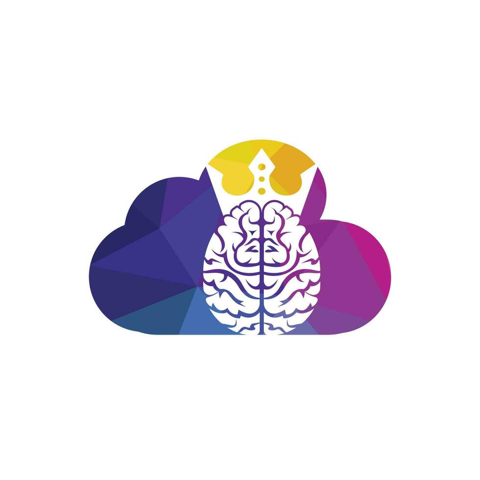 création de logo vectoriel roi intelligent. cerveau humain avec conception d'icône de couronne.