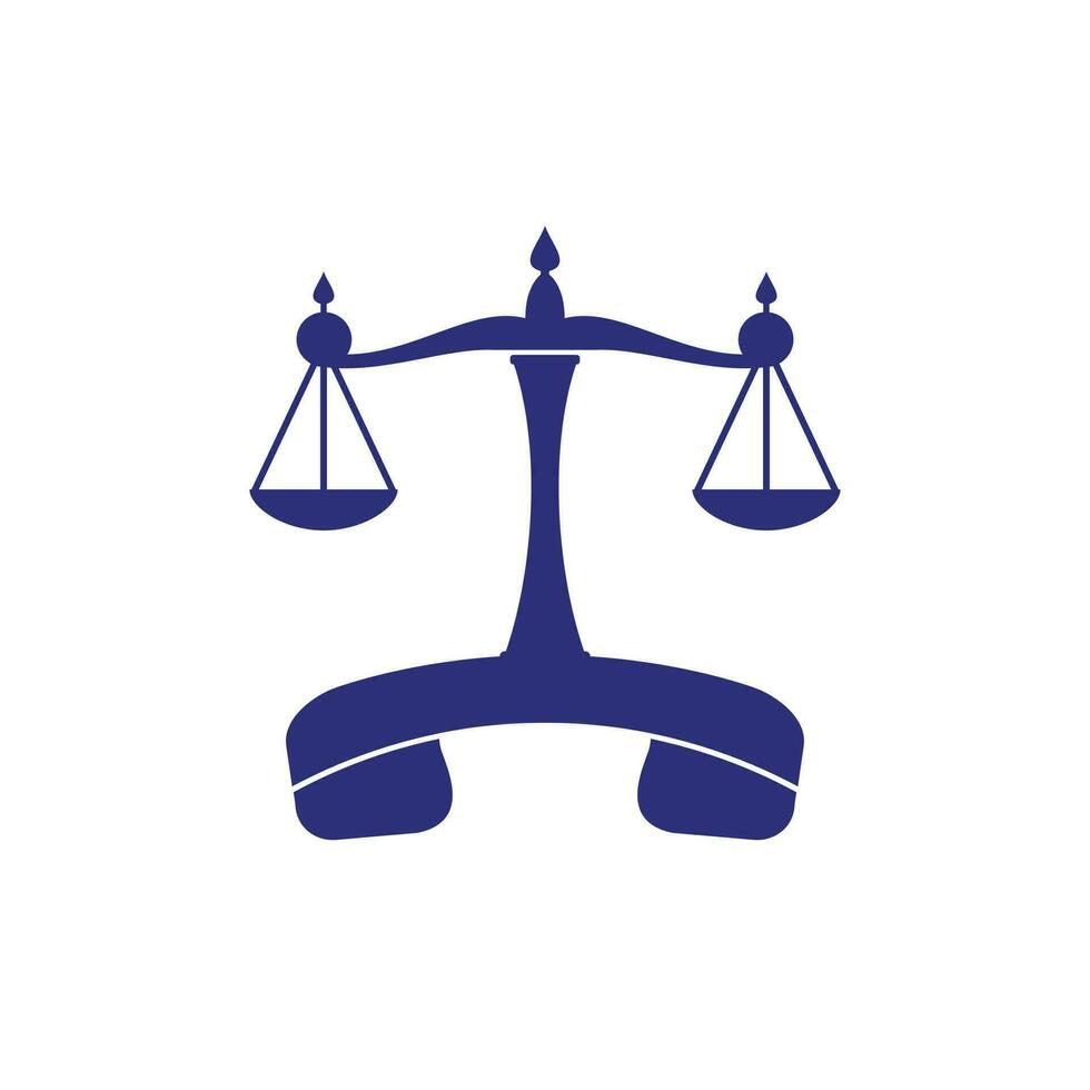 modèle de conception de logo vectoriel d'appel de loi. conception d'icônes de combiné et d'équilibre.
