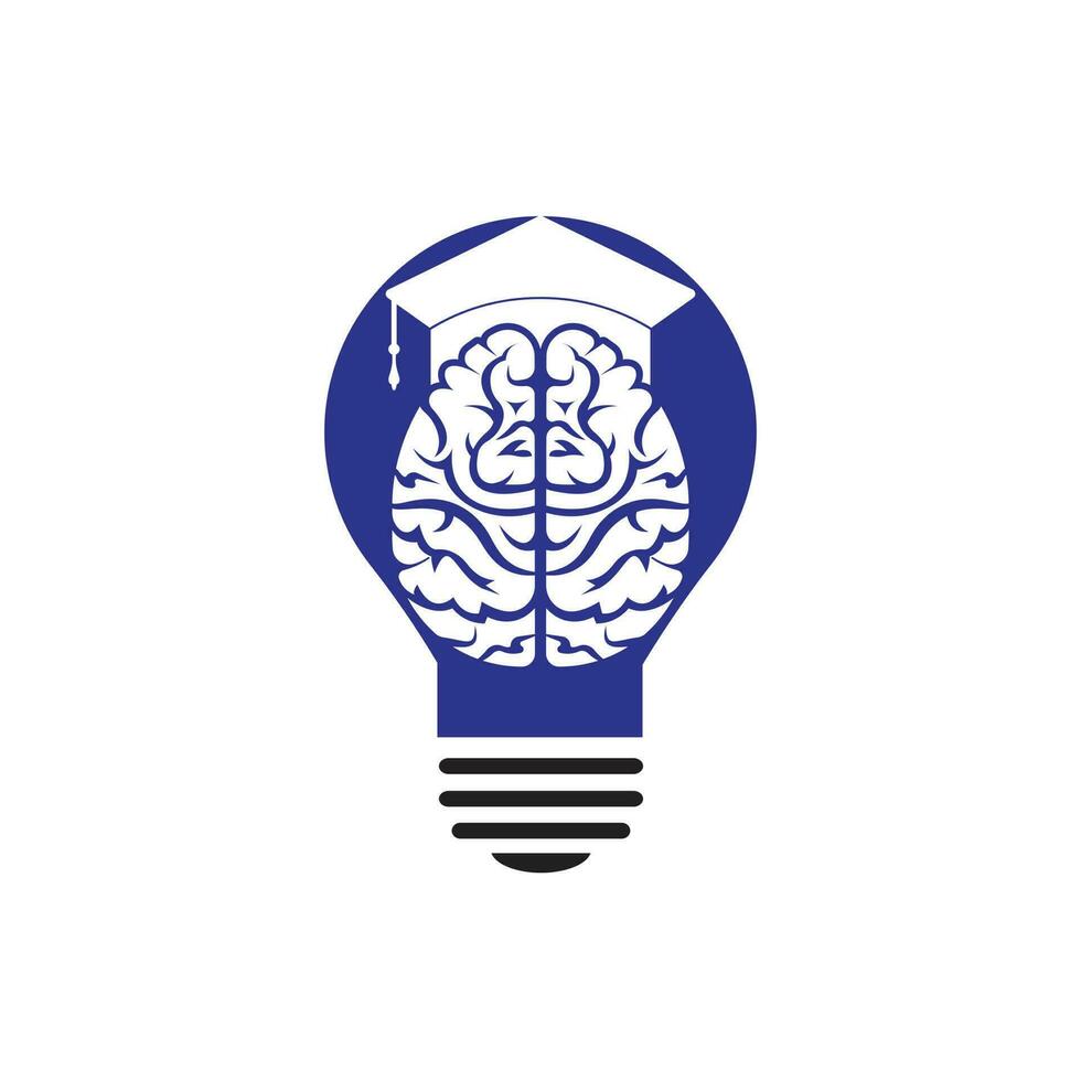cerveau et l'obtention du diplôme casquette avec ampoule icône conception. éducatif et institutionnel logo conception. vecteur
