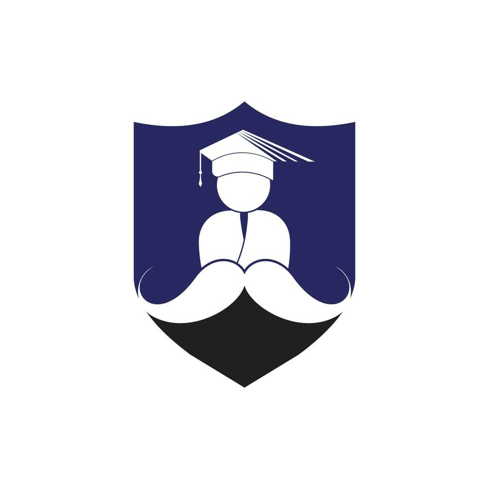 fort éducation logo conception modèle. étudiant avec moustache icône conception. vecteur