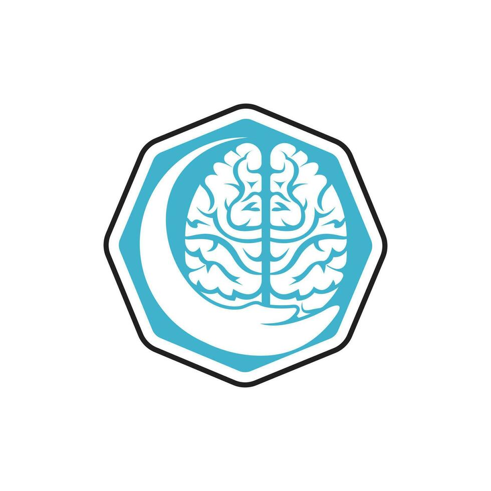 cerveau se soucier vecteur logo conception. Humain cerveau avec main icône logo conception.