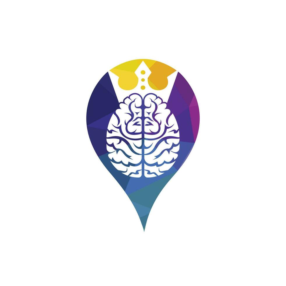 création de logo vectoriel roi intelligent. cerveau humain avec conception d'icône de couronne.