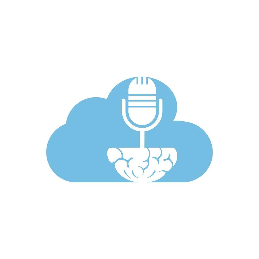 création de logo de podcast cérébral. illustration vectorielle de modèle de logo d'entreprise de divertissement diffusé. vecteur