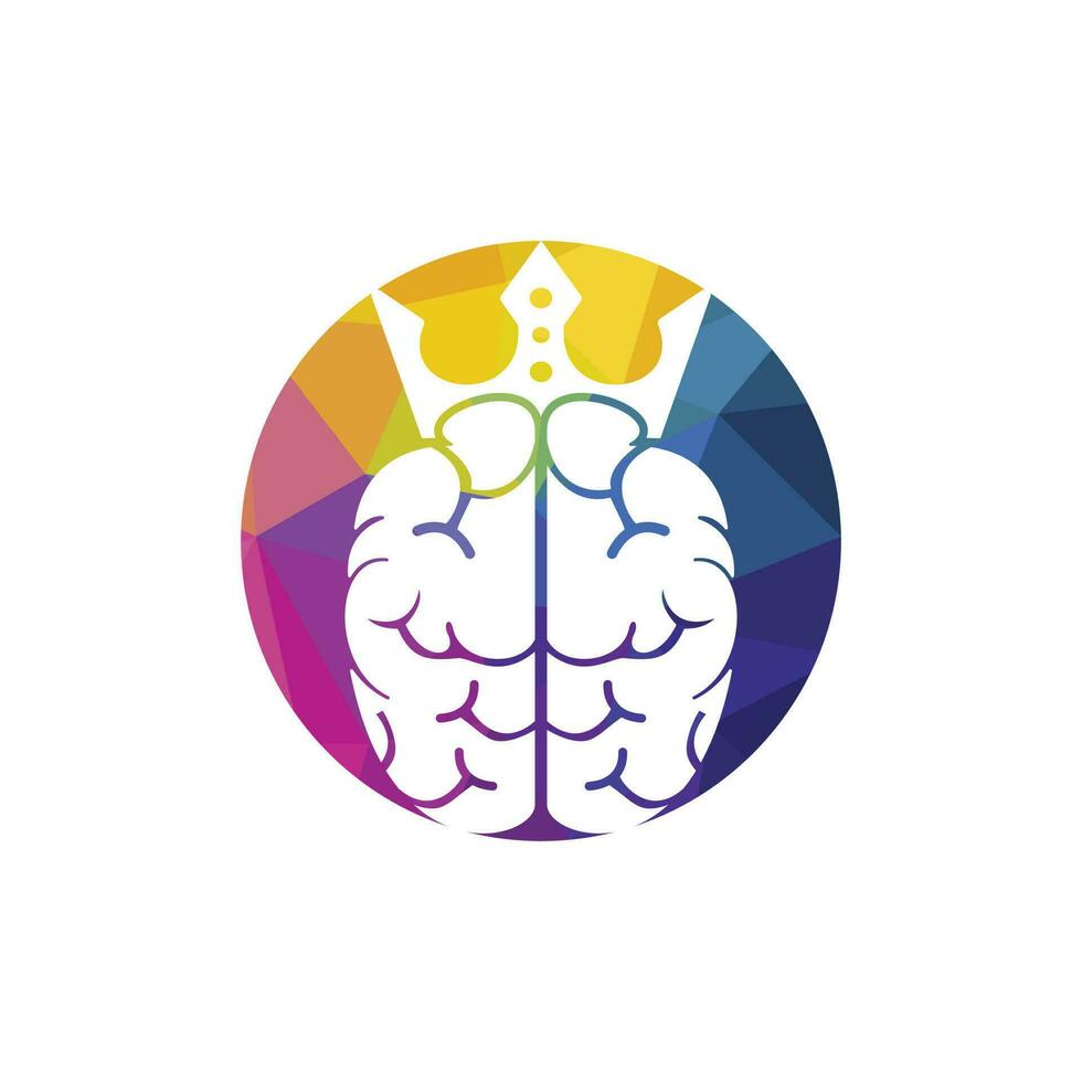 création de logo vectoriel roi intelligent. cerveau humain avec conception d'icône de couronne.