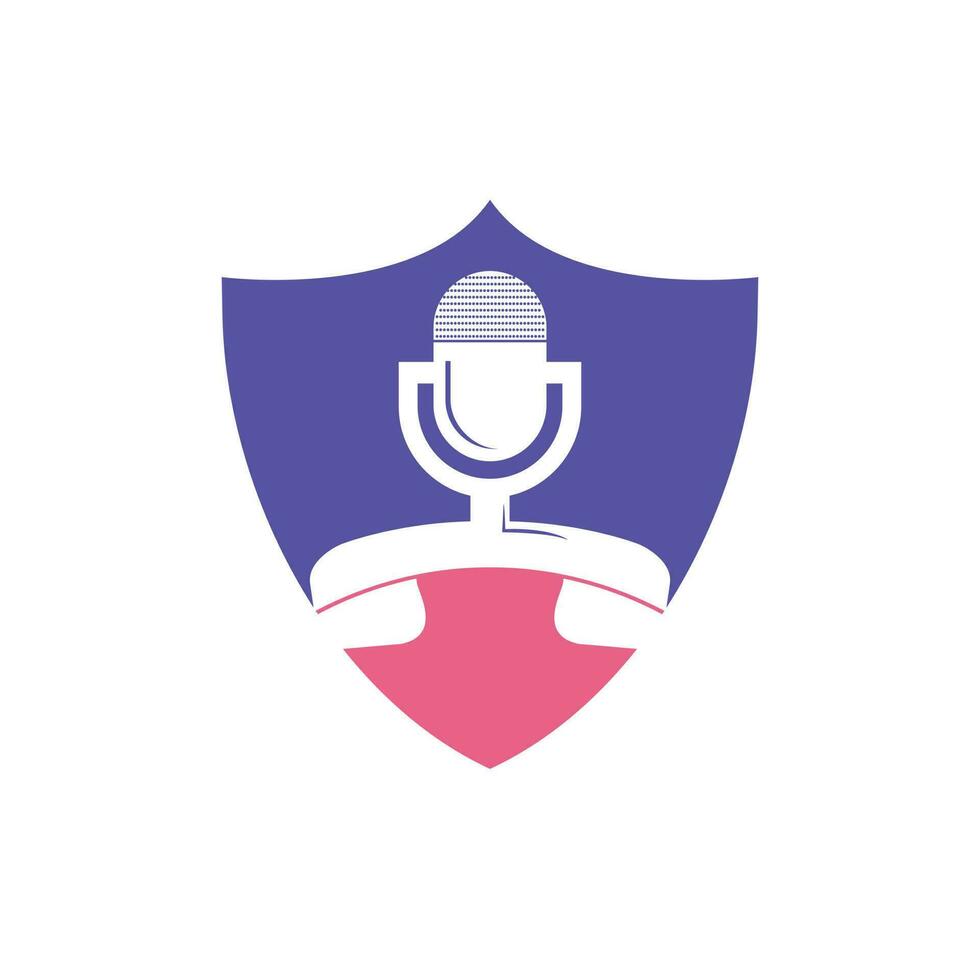 appel Podcast vecteur logo conception modèle. combiné avec microphone icône logo conception.