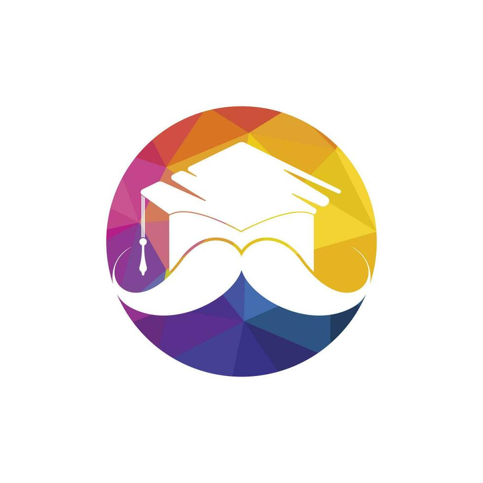 modèle de conception de logo d'éducation solide. graduation de chapeau avec la conception d'icône de moustache. vecteur