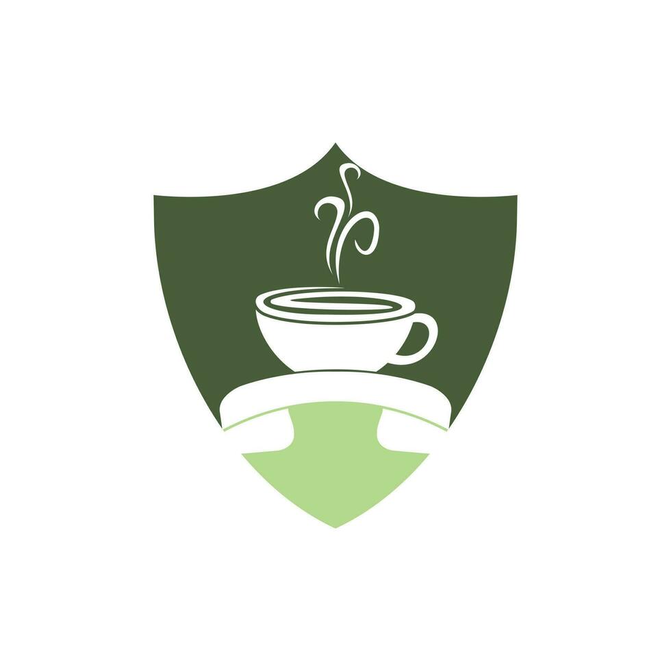 création de logo vectoriel d'appel de café. combiné et icône de tasse.