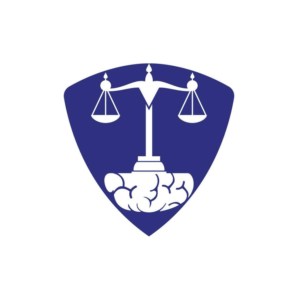 création de logo vectoriel de droit du cerveau. concept de logo de cabinet d'avocats intelligent.