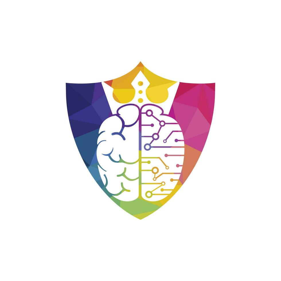 création de logo vectoriel roi intelligent. cerveau humain avec conception d'icône de couronne.