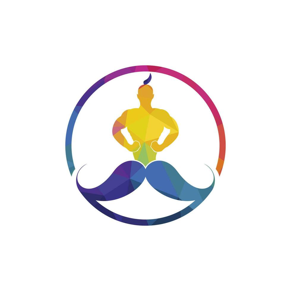 création de logo vectoriel moustache genie. modèle d'icône de génie fort.