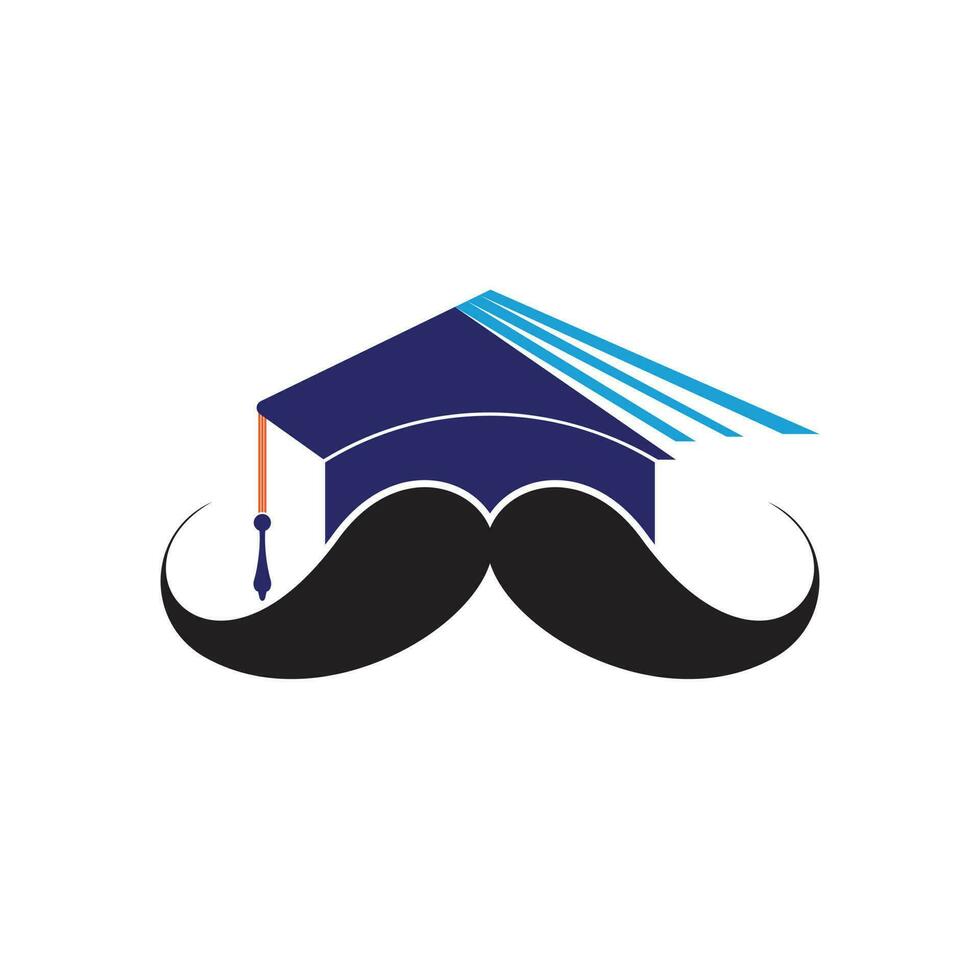 modèle de conception de logo d'éducation solide. graduation de chapeau avec la conception d'icône de moustache. vecteur