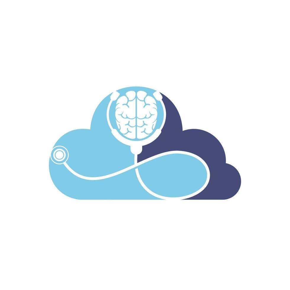 modèle de logo vectoriel de soins du cerveau. stéthoscope et création de logo d'icône de cerveau humain.