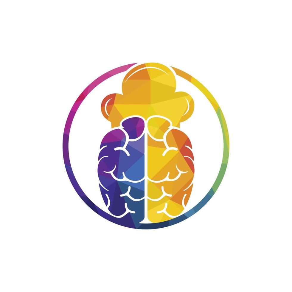 concept de conception de logo vectoriel chef intelligent. icône de cerveau et de chapeau de chef.